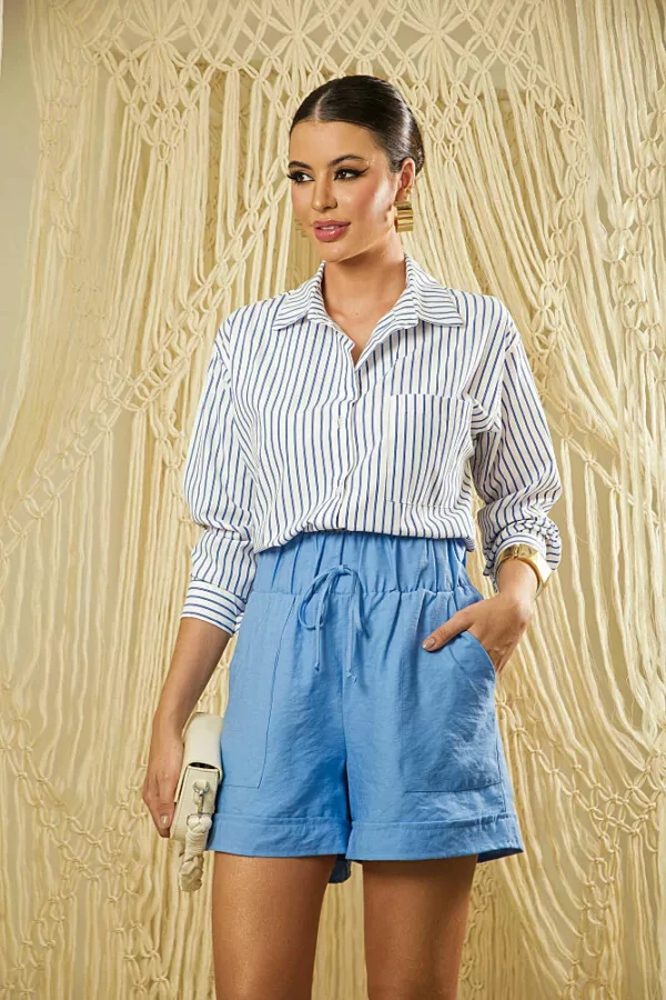 Camisa de Tricoline Listrada